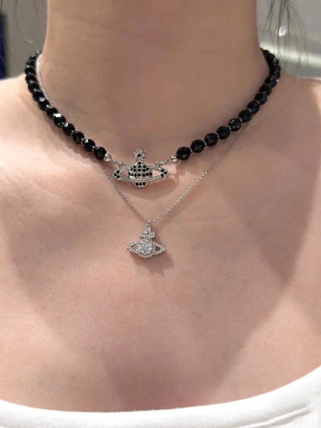Vivienne Westwood Orb Necklace with Black Beads
